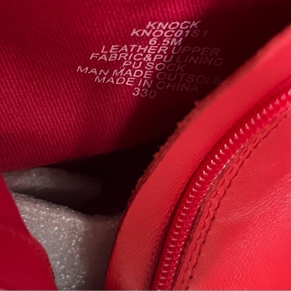 STEVE MADDEN KNOCK BOOTIES red stripe heels boots 6.5 marks on bottom see pics - Picture 5 of 16